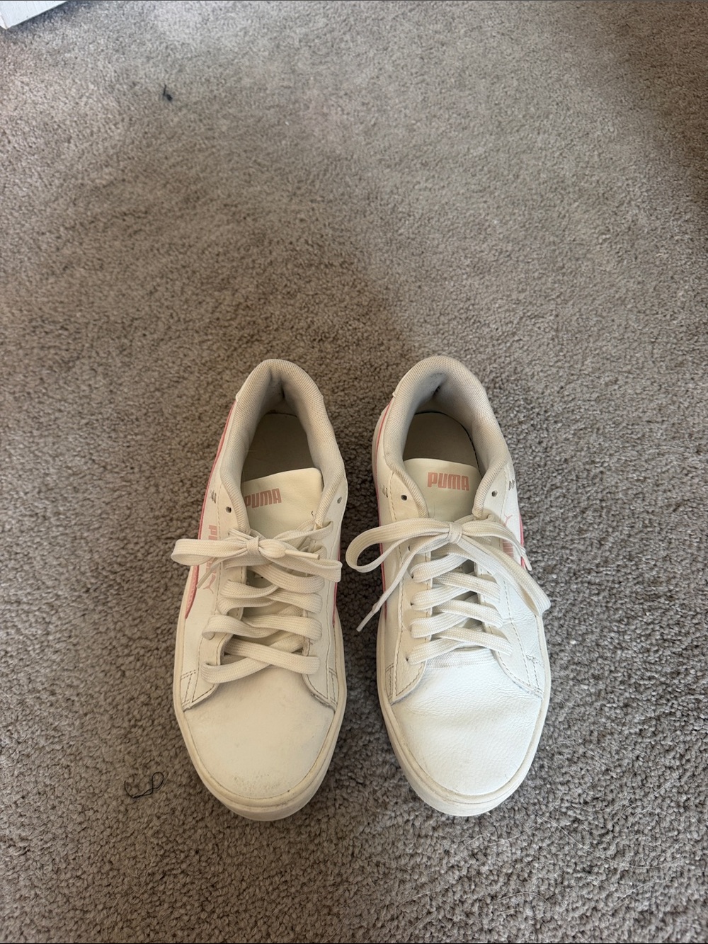 Puma White Sneakers with Pink Accents